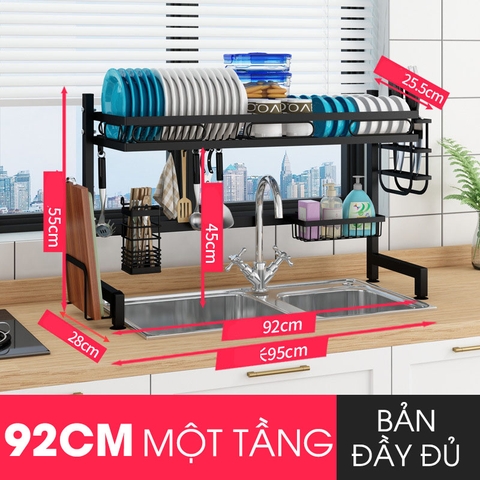 Kệ Đựng Chén Đĩa Ráo Nước Trên Bồn Rửa Chén Đa Năng Bằng Thép Carbon / Sơn Tĩnh Điện Cao Cấp - NANJIE - Gia dụng Plus