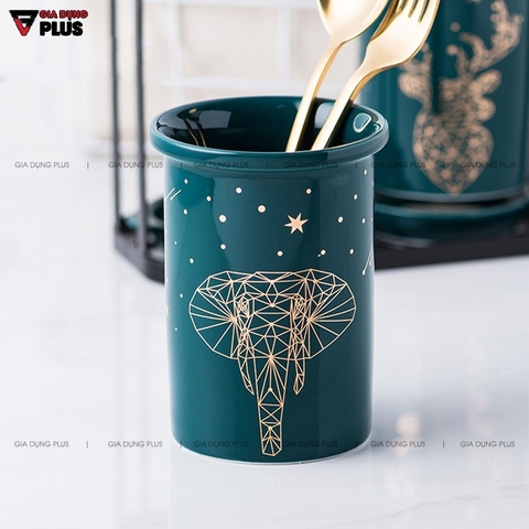🔴OUTLET | Hộp đựng đũa sứ, thìa, muỗng sứ dán tường & đặt bàn - màu xanh ngọc lục bảo (xanh cổ vịt)
