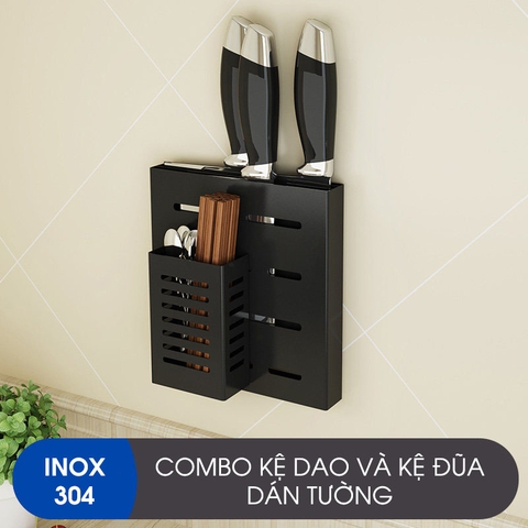 Giá cài dao kéo inox 304 cao cấp Gia Dụng Plus - dán tường siêu chắc, không cần khoan tường Lazydo (LZ-0203) - Gia dụng Plus