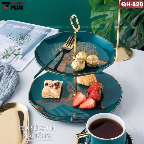 【Xả Kho】Đĩa đựng trái cây, pancake, bánh kẹo màu xanh ngọc cổ vịt sang trọng - phong cách Bắc Âu