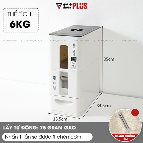 Thùng đựng gạo thông minh, lấy gạo tự động xuất Nhật (6KG & 12KG) chính hãng cao cấp LAZYDO - Gia dụng Plus