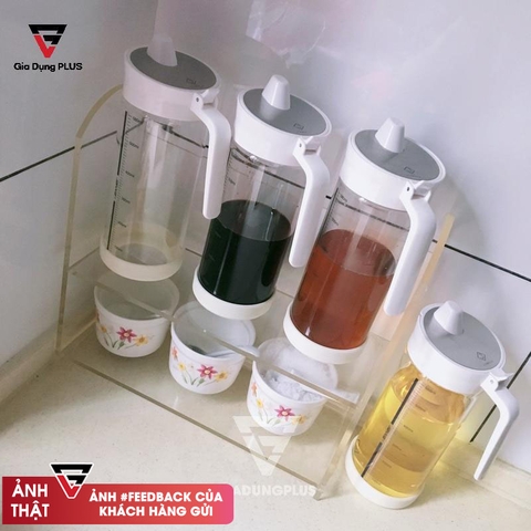 Bình Đựng Dầu Ăn, Nước Mắm Thuỷ Tinh Borosilicate Có Nắp Kín Bằng INOX 304 | Phong Cách Bắc Âu Hiện Đại JIANXIA (JX-0306) - Gia dụng Plus