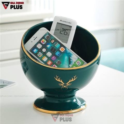 🔴OUTLET | Cốc Gốm Sứ Đặt Bàn Đựng Đồ Đa Năng Chìa Khoá, Bánh Kẹo,... | Xanh Ngọc Lục Bảo Sang Trọng