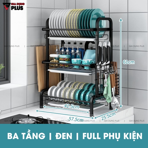Kệ Đựng Chén Đĩa Ráo Nước Đặt Bàn Đa Năng | Có Khay Hứng Nước Sạch Sẽ Giúp Bếp Gọn Gàng Hơn | Nanjie - Gia dụng Plus