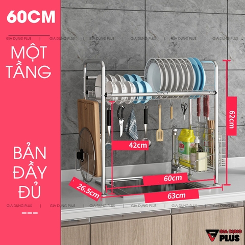 Giá INOX 304 Úp Bát Đĩa Đa Chức Năng Đặt Trên Bồn Rửa Thông Minh (Một Tầng & Hai Tầng) | Nanjie - Gia dụng Plus