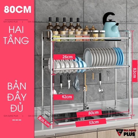 Giá INOX 304 Úp Bát Đĩa Đa Chức Năng Đặt Trên Bồn Rửa Thông Minh (Một Tầng & Hai Tầng) | Nanjie - Gia dụng Plus