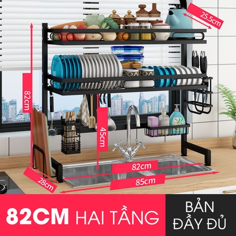 Kệ Đựng Chén Đĩa Ráo Nước Trên Bồn Rửa Chén Đa Năng Bằng Thép Carbon / Sơn Tĩnh Điện Cao Cấp - NANJIE - Gia dụng Plus