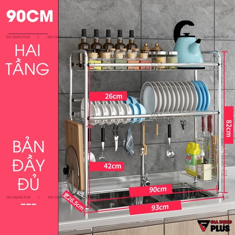 Giá INOX 304 Úp Bát Đĩa Đa Chức Năng Đặt Trên Bồn Rửa Thông Minh (Một Tầng & Hai Tầng) | Nanjie - Gia dụng Plus
