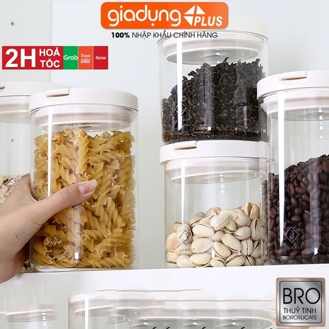 【Xả Kho】Hộp đựng thực phẩm khô thuỷ tinh borosilicate, có nắp kín & thông minh chính hãng JIANXIA
