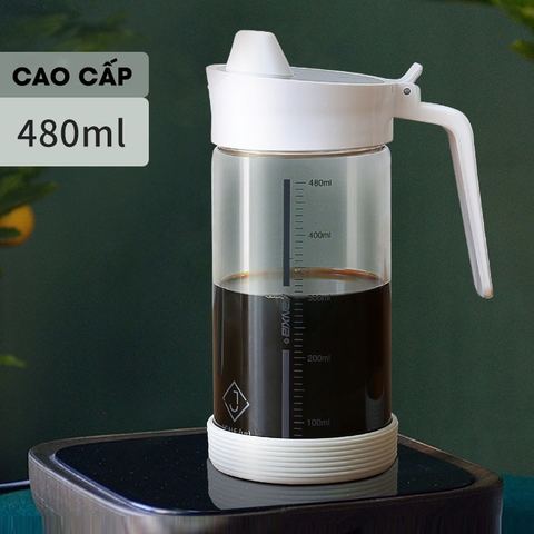 Bình Đựng Dầu Ăn, Nước Mắm Thuỷ Tinh Borosilicate Có Nắp Kín Bằng INOX 304 | Phong Cách Bắc Âu Hiện Đại JIANXIA (JX-0306) - Gia dụng Plus