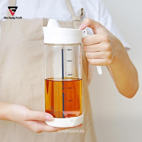Bình Đựng Dầu Ăn, Nước Mắm Thuỷ Tinh Borosilicate Có Nắp Kín Bằng INOX 304 | Phong Cách Bắc Âu Hiện Đại JIANXIA (JX-0306) - Gia dụng Plus