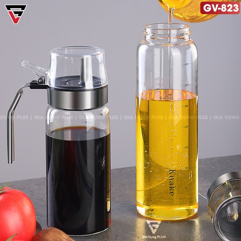 Chai Thuỷ Tinh Đựng Dầu Ăn, Nước Mắm Chống Rò Rỉ Thuỷ Tinh Borosilicate, Có Nắp Đậy Kín | KUAKE - Gia dụng Plus
