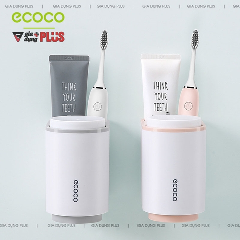 Bộ 2 Cốc Súc Miệng Đánh Răng Gọn Gàng / Kèm Ngăn Đựng Bàn Chải Đa Năng | Ecoco Chính Hãng - Gia dụng Plus