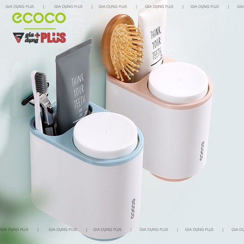 Bộ 2 Cốc Súc Miệng Đánh Răng Gọn Gàng / Kèm Ngăn Đựng Bàn Chải Đa Năng | Ecoco Chính Hãng - Gia dụng Plus