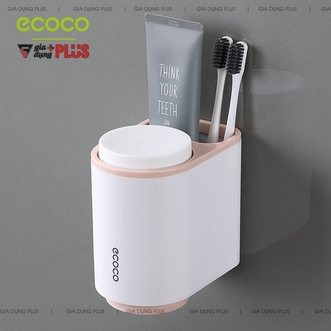 Bộ 2 Cốc Súc Miệng Đánh Răng Gọn Gàng / Kèm Ngăn Đựng Bàn Chải Đa Năng | Ecoco Chính Hãng - Gia dụng Plus