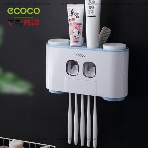 Bộ Hai Nhả Kem Đánh Răng Tự Động Kèm 4 Cốc Súc Miệng Đa Năng & Gọn Gàng Cao Cấp | Ecoco Chính Hãng (EC-0803) - Gia dụng Plus