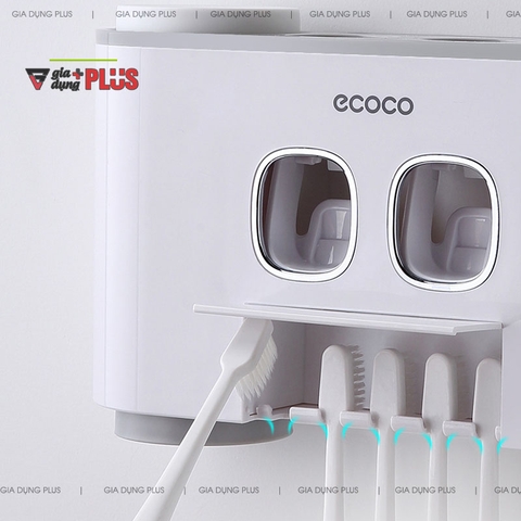 Bộ Hai Nhả Kem Đánh Răng Tự Động Kèm 4 Cốc Súc Miệng Đa Năng & Gọn Gàng Cao Cấp | Ecoco Chính Hãng (EC-0803) - Gia dụng Plus