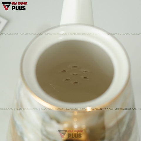 Bộ Ấm Trà Đá Cẩm Thạch Thanh Lịch | Kèm Ly, Tách & Kệ Mạ Vàng Cao Cấp | Quà Tết, Quà Cưới, Quà Tân Gia Ý Nghĩa - Gia dụng Plus