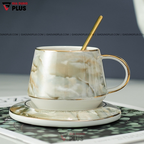 Bộ Ấm Trà Đá Cẩm Thạch Thanh Lịch | Kèm Ly, Tách & Kệ Mạ Vàng Cao Cấp | Quà Tết, Quà Cưới, Quà Tân Gia Ý Nghĩa - Gia dụng Plus