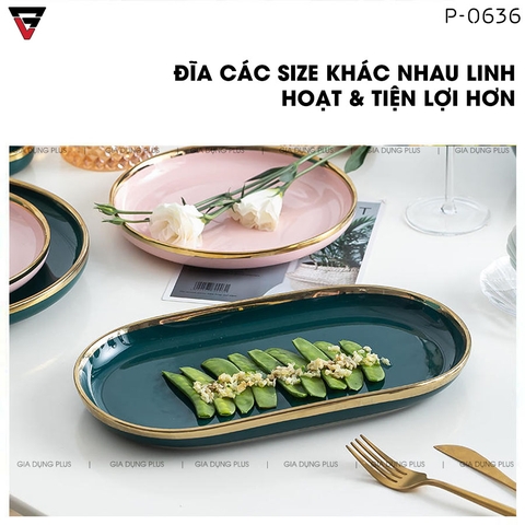 Bộ Đồ Ăn Chén Bát Đĩa Tô Sứ Xanh Ngọc Lục Bảo Viền Vàng Phong Cách Bắc Âu Cao Cấp | Qianhuiju - Gia dụng Plus