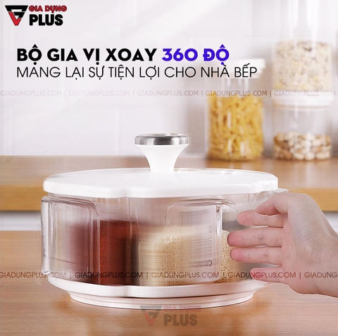 Bộ Hộp Đựng Gia Vị Xoay 360 Độ Thông Minh Nhiều Tầng Nhựa ABS Cao Cấp | JIANXIA - Gia dụng Plus