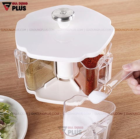 Bộ Hộp Đựng Gia Vị Xoay 360 Độ Thông Minh Nhiều Tầng Nhựa ABS Cao Cấp | JIANXIA - Gia dụng Plus