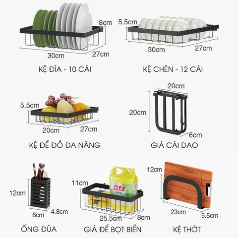 Bộ Kệ Để Trên Bồn Rửa Chén Đa Chức Năng Inox, Sơn Tĩnh Điện | Tiggang - Gia dụng Plus