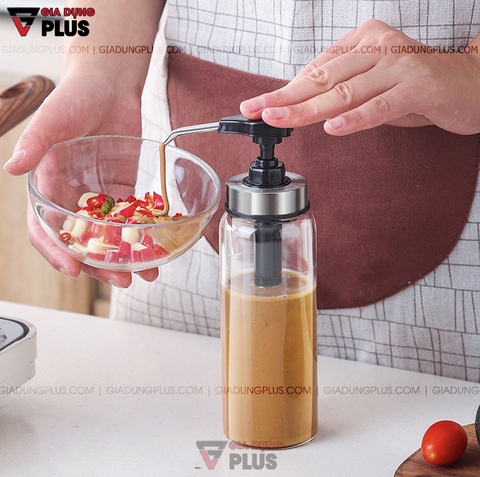 Chai Đựng Nước Sốt, Tương Ớt Dạng Vòi Nhấn Thông Minh Thuỷ Tinh Borosilicate Cao Cấp | KUAKE - Gia dụng Plus
