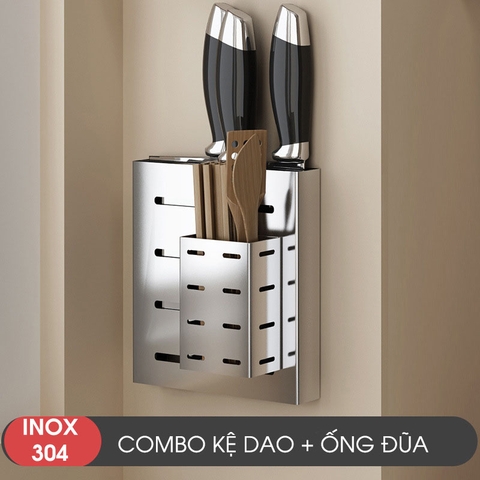 Giá cài dao kéo inox 304 cao cấp Gia Dụng Plus - dán tường siêu chắc, không cần khoan tường Lazydo (LZ-0203) - Gia dụng Plus