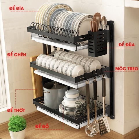 【Xả Kho】Kệ Để Chén Bát & Đĩa, Ly Cốc Đa Năng Đặt Bàn INOX SUS 201, Sơn Tĩnh Điện Không Gỉ ( 2 Tầng & 3 Tầng ) | Gia Dụng