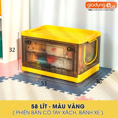 Thùng Đựng Lego, Đồ Chơi, Gấu Bông Gấp Gọn Cao Cấp Cho Trẻ Em (Có Bánh Xe & Tay Xách, Nắp Đậy) LAZYDO - Gia dụng Plus