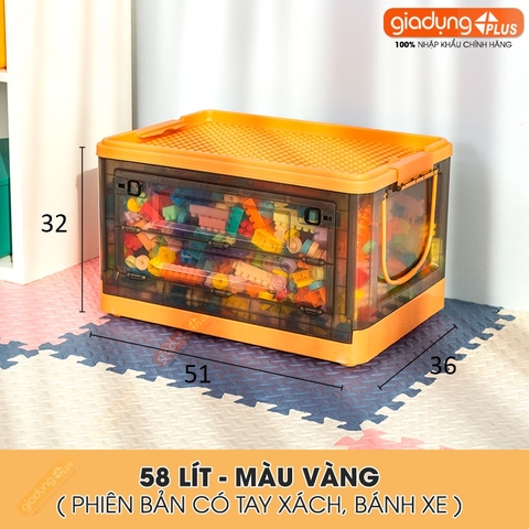 Thùng Đựng Lego, Đồ Chơi, Gấu Bông Gấp Gọn Cao Cấp Cho Trẻ Em (Có Bánh Xe & Tay Xách, Nắp Đậy) LAZYDO - Gia dụng Plus