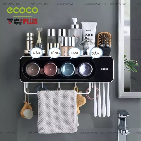 Bộ Kệ Để Bàn Chải Đánh Răng - Kèm Cốc Súc Miệng Úp Trong Kệ Trong Suốt Đa Năng Cho Phòng Tắm, Bồn Rửa Mặt | Ecoco Chính