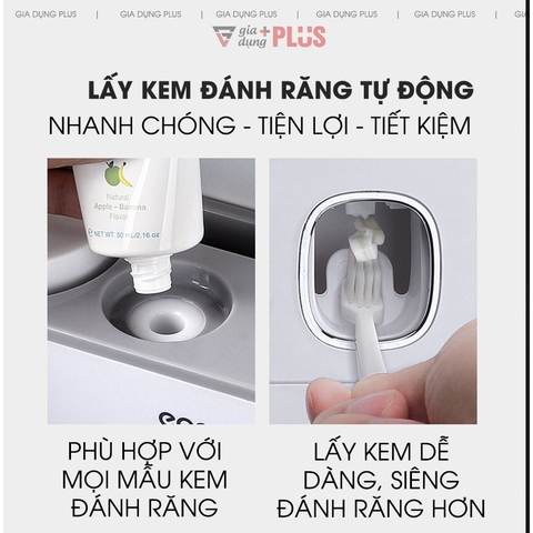 【Xả Kho】Bộ Hai Nhả Kem Đánh Răng Tự Động Kèm 4 Cốc Súc Miệng Đa Năng Cao Cấp | Ecoco Chính Hãng