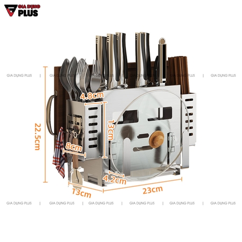 Hộp Cài Dao, Đựng Đũa / Thớt / Úp Vung Nồi Đa Năng INOX 304 Cao Cấp Không Gỉ | Đặt Bàn & Dán Tường | TIGGANG - Gia dụng Plus