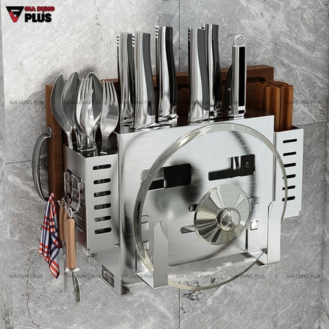 Hộp Cài Dao, Đựng Đũa / Thớt / Úp Vung Nồi Đa Năng INOX 304 Cao Cấp Không Gỉ | Đặt Bàn & Dán Tường | TIGGANG - Gia dụng Plus