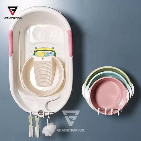 Giá Treo Rổ Rá, Thau Chậu Dán Tường Đa Năng Có 4 Móc Treo Đồ Kèm Theo ShuangQuing (SQ-0114) - Gia dụng Plus