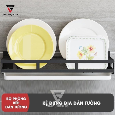 Kệ Đựng Đĩa Dán Tường (INOX 304 + Sơn Tĩnh Điện) Cao Cấp Cho Phòng Bếp LAZYDO (TG-0202) - Gia dụng Plus