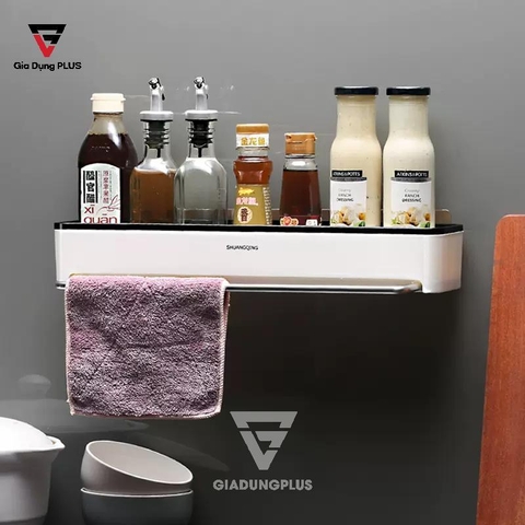 Kệ Chữ Nhật Dán Tường Dài, Kèm Thanh Treo Khăn Cực Kỳ Tiện Lợi SHUANGQING (SQ-0102) - Gia dụng Plus