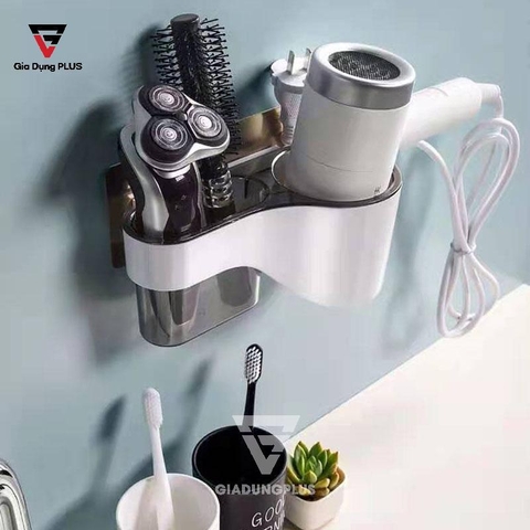 Giá Để Máy Sấy Tóc Dán Tường Nhựa ABS | Một Ngăn Đựng Đồ Đa Năng Giúp Máy Sấy Gọn Gàng SHUANGQING (SQ-0112) - Gia dụng Plus