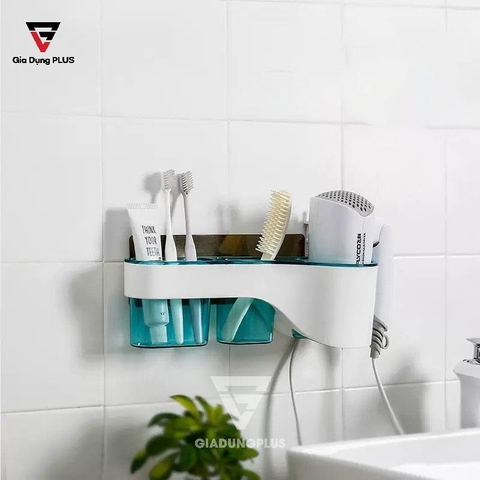 Kệ Để Máy Sấy Tóc Dán Tường, Hai Ngăn Đựng Đồ Tiện Ích - Chính Hãng ShuangQuing (PL-0113) - Gia dụng Plus
