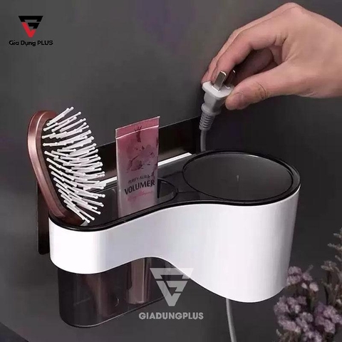 Giá Để Máy Sấy Tóc Dán Tường Nhựa ABS | Một Ngăn Đựng Đồ Đa Năng Giúp Máy Sấy Gọn Gàng SHUANGQING (SQ-0112) - Gia dụng Plus