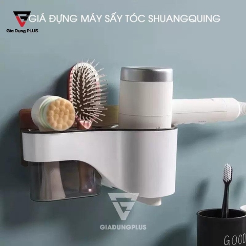 Giá Để Máy Sấy Tóc Dán Tường Nhựa ABS | Một Ngăn Đựng Đồ Đa Năng Giúp Máy Sấy Gọn Gàng SHUANGQING (SQ-0112) - Gia dụng Plus