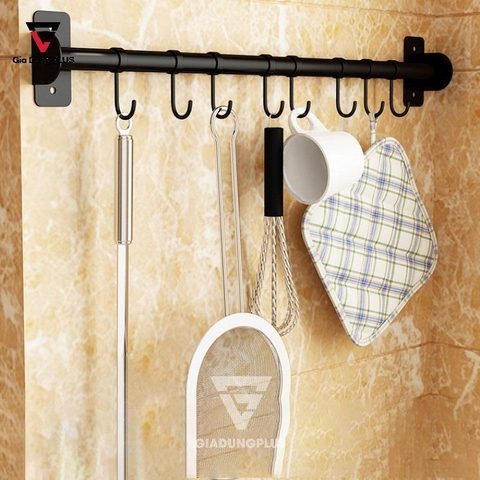 Thanh giá móc treo bếp đa năng dán tường inox 304 Gia Dụng Plus - miễn phí keo dán tường siêu chắc chắn, chịu lực (LZ-0208) - Gia dụng Plus