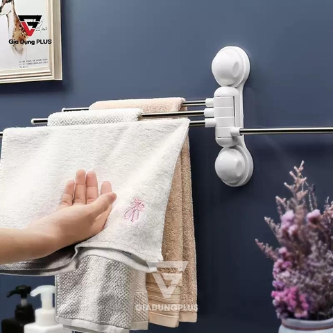 Giá Treo Khăn 4 Thanh Inox Xoay 180 Độ Dán Tường Cho Nhà Tắm - SHUANGQING - Gia dụng Plus