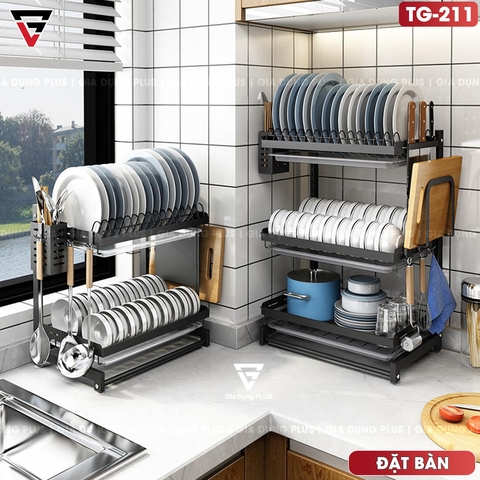 Kệ Để Chén Bát & Đĩa, Ly Cốc Đa Năng Đặt Bàn INOX SUS 201, Sơn Tĩnh Điện Không Gỉ ( 2 Tầng & 3 Tầng ) | Tiggang - Gia dụng Plus