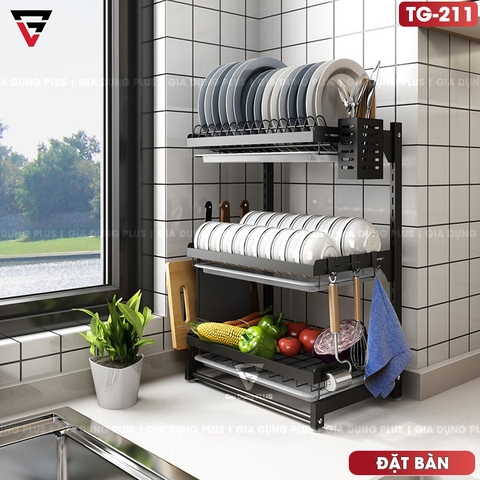 Kệ Để Chén Bát & Đĩa, Ly Cốc Đa Năng Đặt Bàn INOX SUS 201, Sơn Tĩnh Điện Không Gỉ ( 2 Tầng & 3 Tầng ) | Tiggang - Gia dụng Plus
