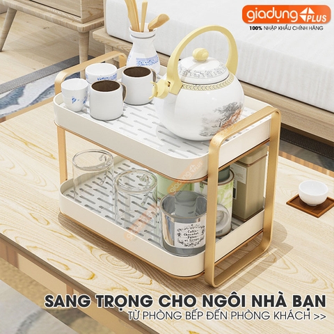 Khay kệ nhựa cao cấp phong cách sang trọng úp ly cốc, chén, khay trà có rảnh thoát nước phong cách Bắc Âu (YM-0552) - Gia dụng Plus