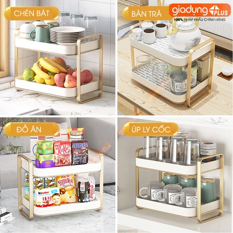 Khay kệ nhựa cao cấp phong cách sang trọng úp ly cốc, chén, khay trà có rảnh thoát nước phong cách Bắc Âu (YM-0552) - Gia dụng Plus