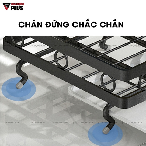 Giỏ Đựng Đồ Rửa Chén Kèm Thanh Treo Khăn Lau Bếp Dán Tường Bằng Thép Carbon / Sơn Tĩnh Điện Không Gỉ Cao Cấp | NANJIE - Gia dụng Plus
